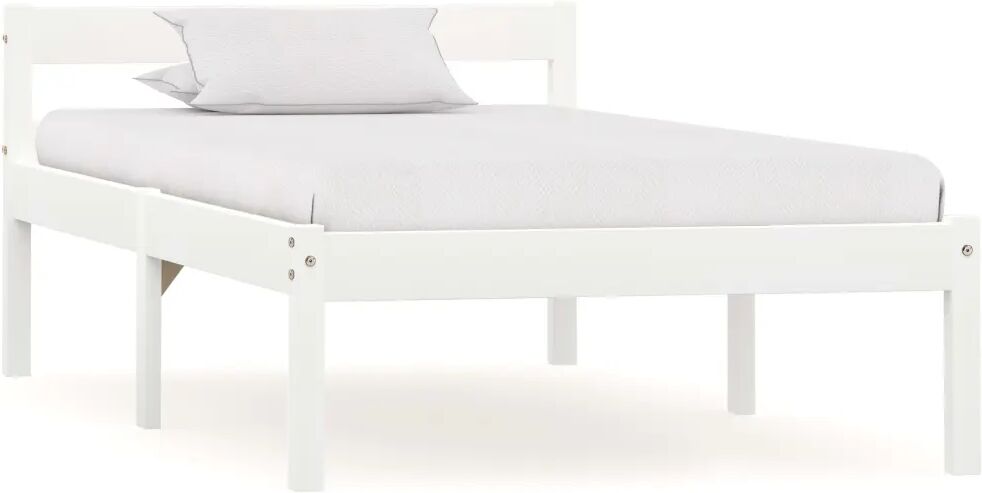 vidaXL Bedframe massief grenenhout wit 90x200 cm