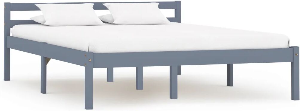 vidaXL Bedframe massief grenenhout grijs 120x200 cm