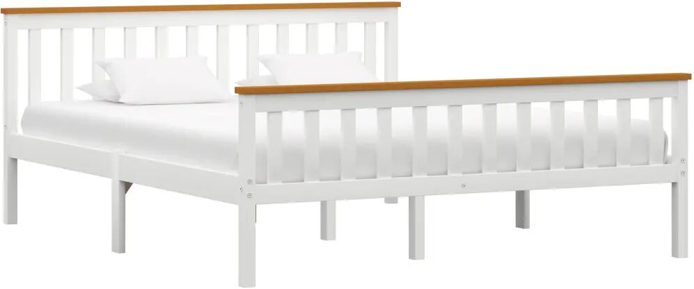 vidaXL Bedframe massief grenenhout wit 160x200 cm