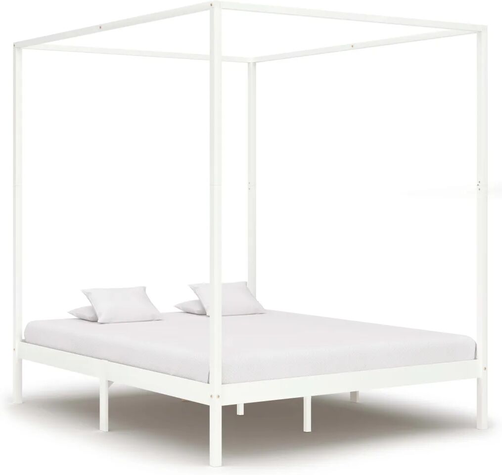 vidaXL Hemelbedframe massief grenenhout wit 180x200 cm