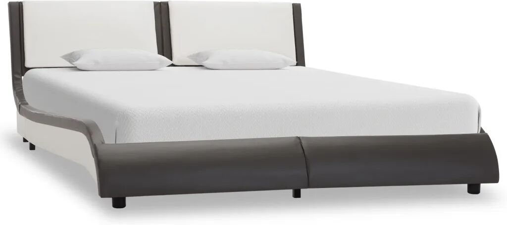 vidaXL Bedframe kunstleer grijs en wit 120x190 cm