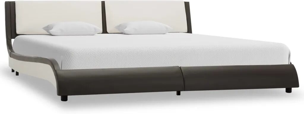 vidaXL Bedframe kunstleer grijs en wit 150x200 cm