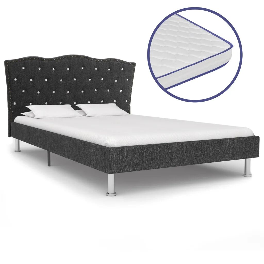 vidaXL Bed met traagschuim matras stof donkergrijs 140x200 cm