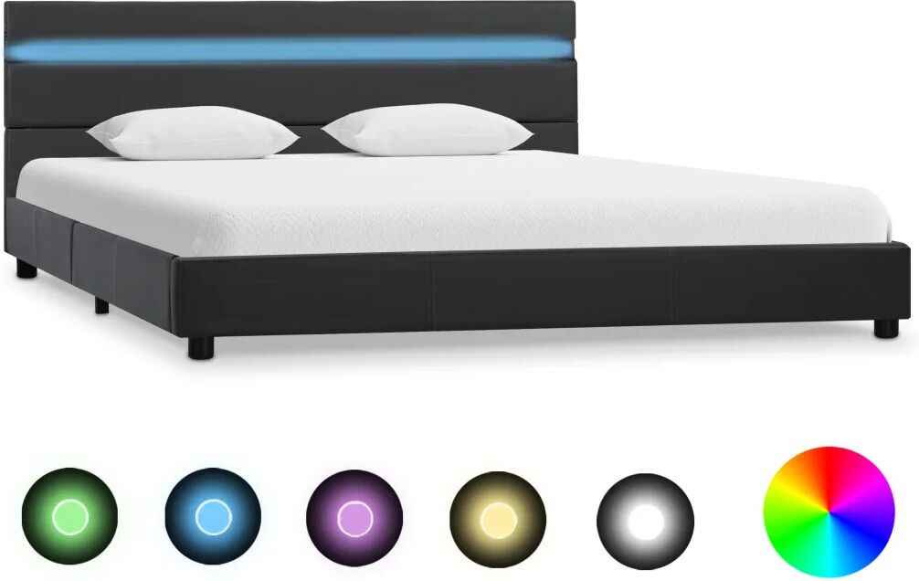 vidaXL Bedframe met LED kunstleer grijs 120x200 cm