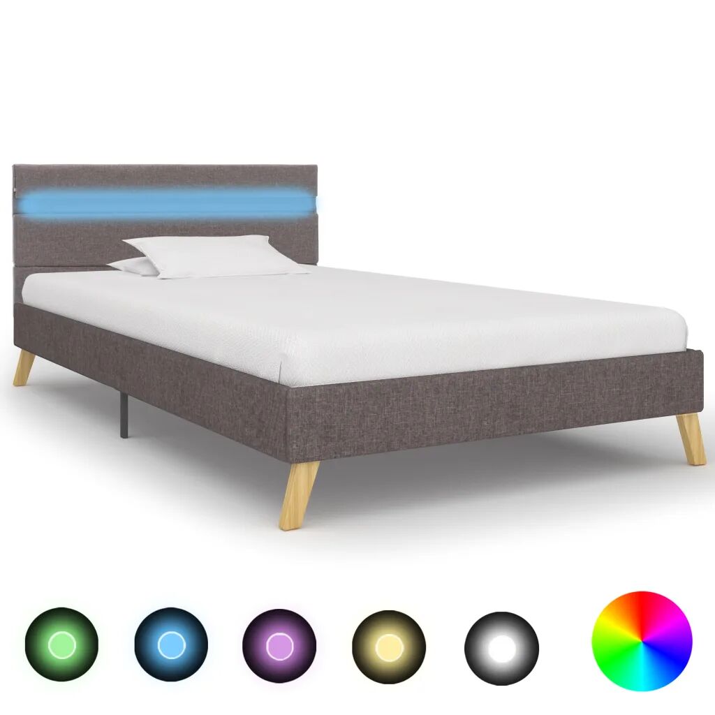 vidaXL Bedframe met LED stof lichtgrijs 100x200 cm