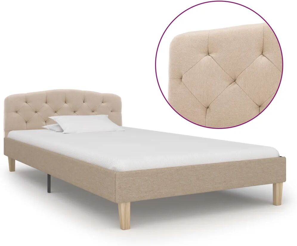 vidaXL Bedframe stof beige 100x200 cm