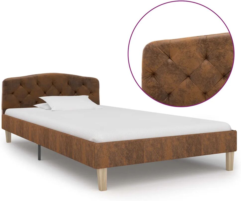 vidaXL Bedframe kunstsuède bruin 100x200 cm