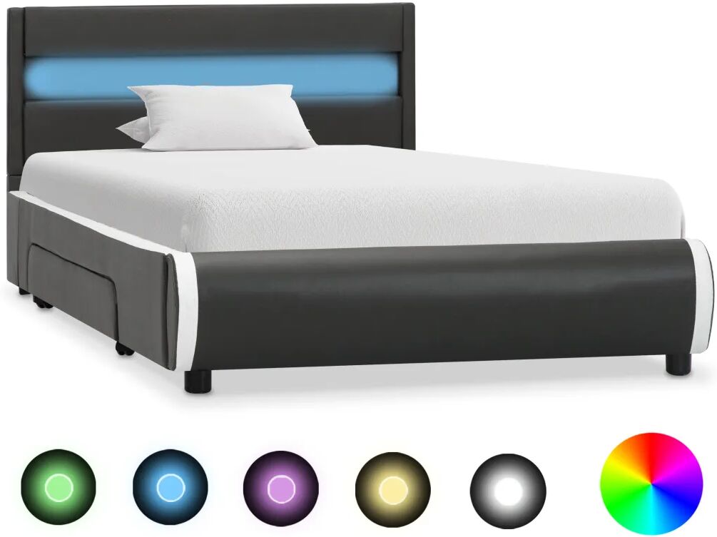 vidaXL Bedframe met LED kunstleer antraciet 90x200 cm