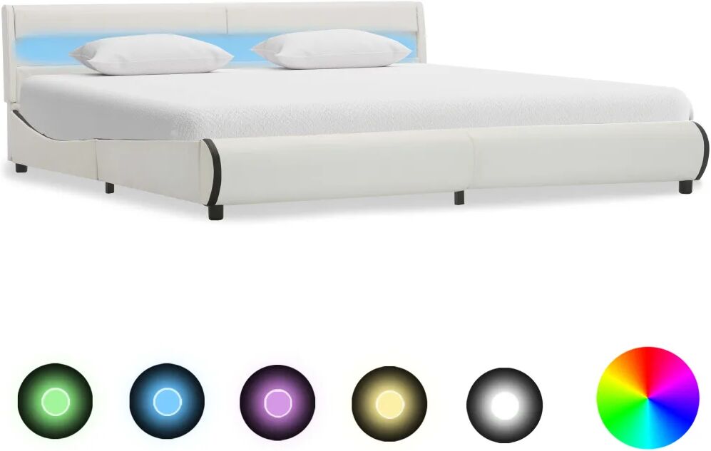 vidaXL Bedframe met LED kunstleer wit 180x200 cm