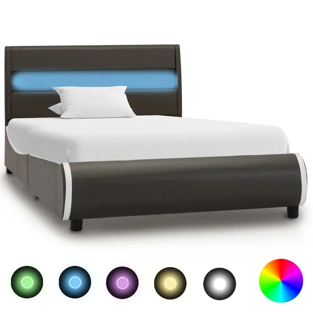 vidaXL Bedframe met LED kunstleer antraciet 100x200 cm