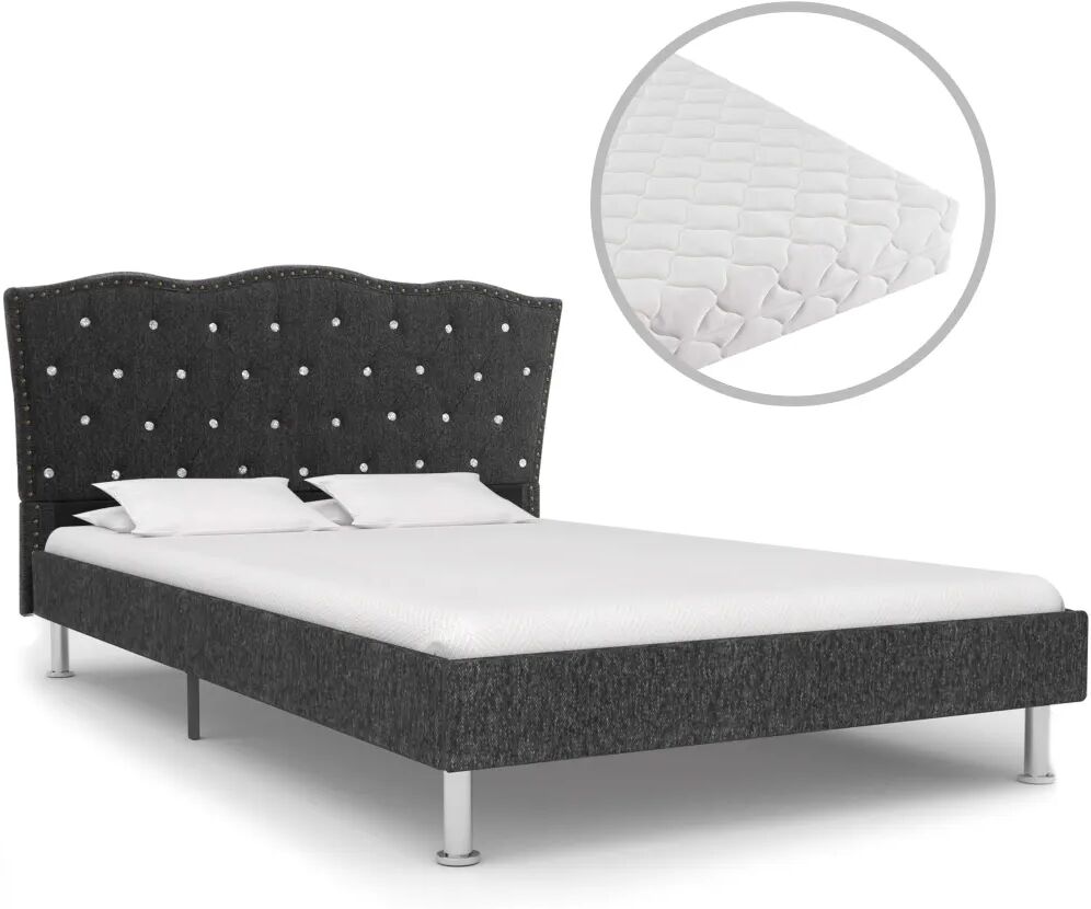 vidaXL Bed met matras stof donkergrijs 120x200 cm