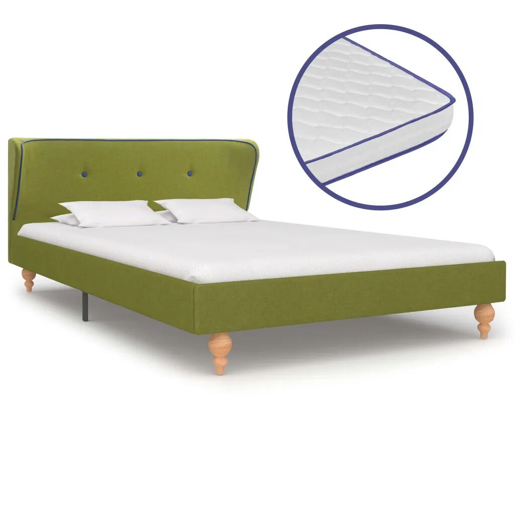 vidaXL Bed met traagschuim matras stof groen 120x200 cm
