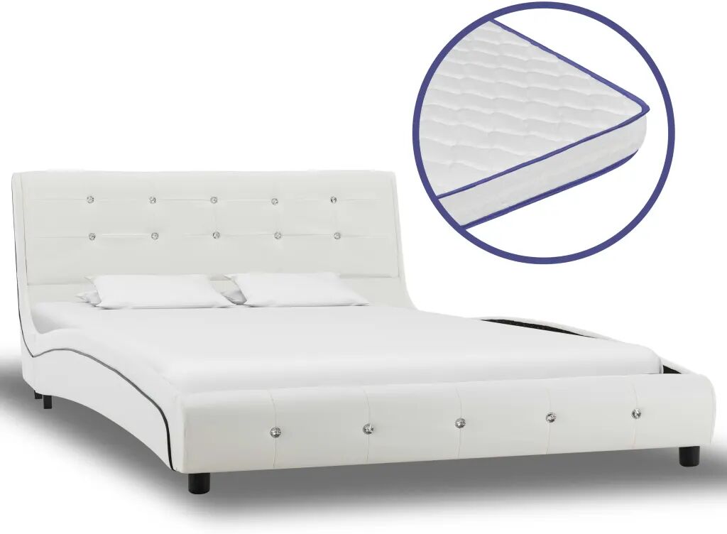 vidaXL Bed met traagschuim matras kunstleer wit 120x200 cm