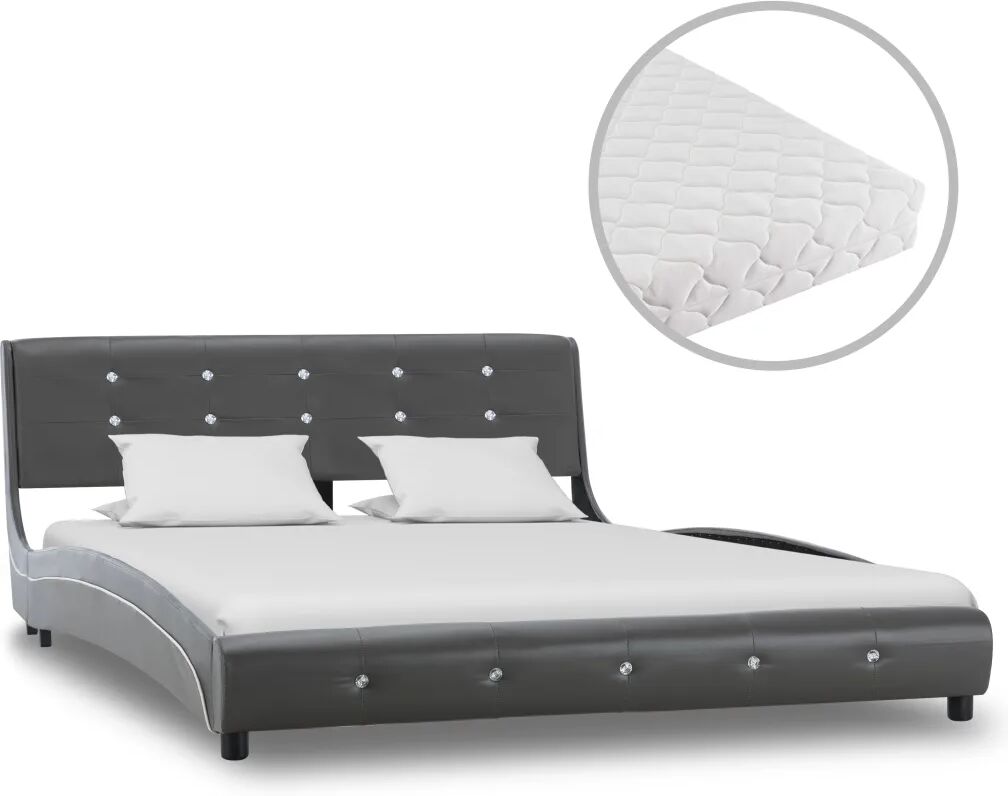 vidaXL Bed met matras kunstleer grijs 140x200 cm