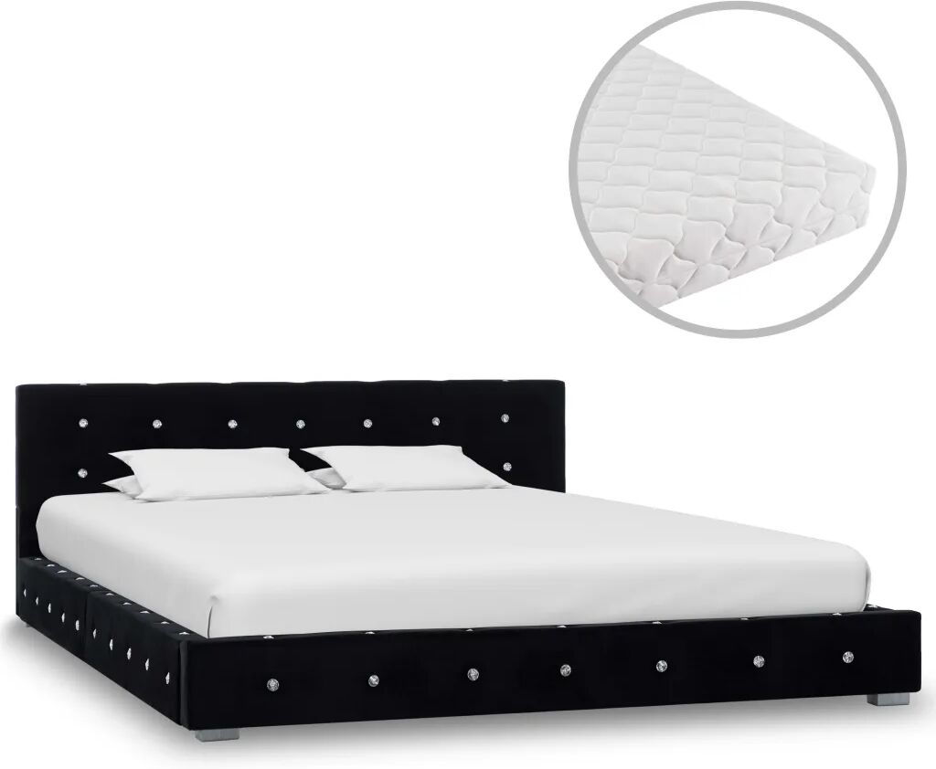 vidaXL Bed met matras fluweel zwart 140x200 cm