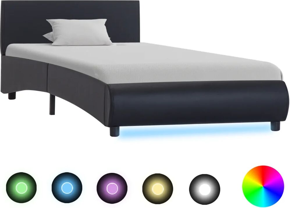 vidaXL Bedframe met LED kunstleer zwart 90x200 cm