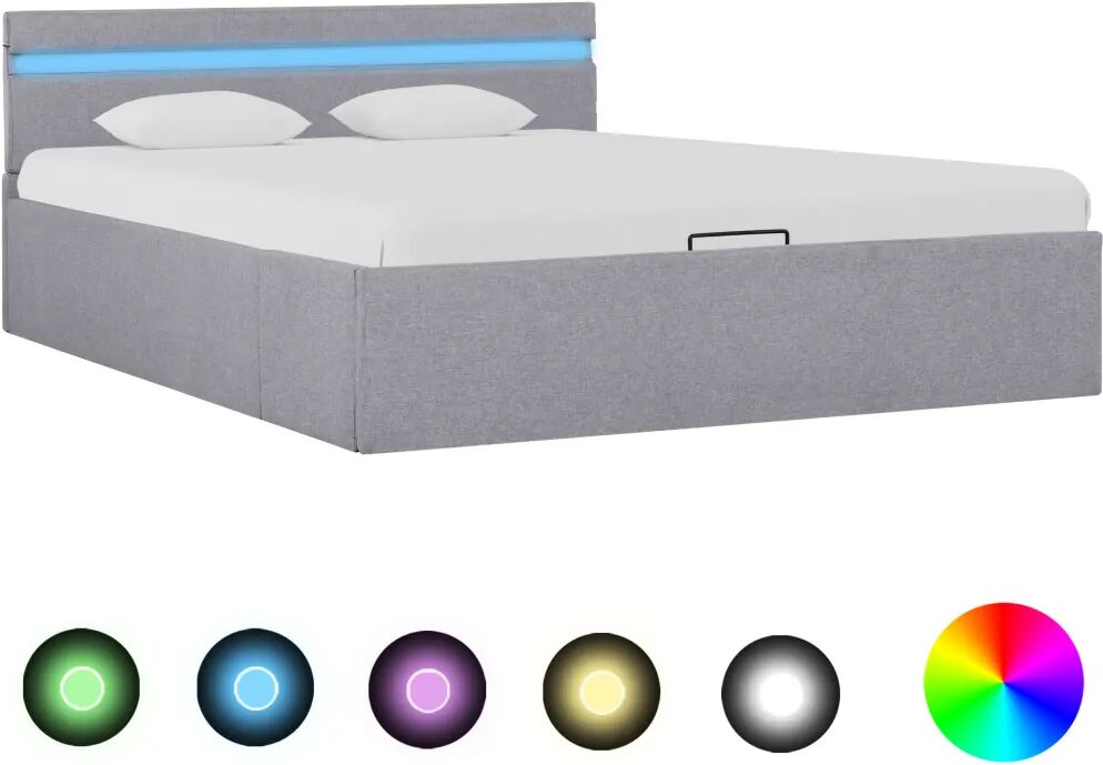 vidaXL Bedframe met opslag en LED stof lichtgrijs 120x200 cm