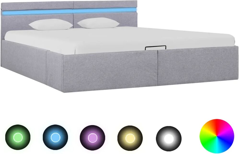 vidaXL Bedframe met opslag en LED stof lichtgrijs 180x200 cm