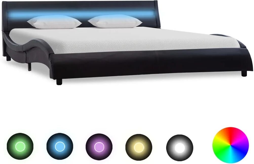 vidaXL Bedframe met LED kunstleer zwart 140x200 cm