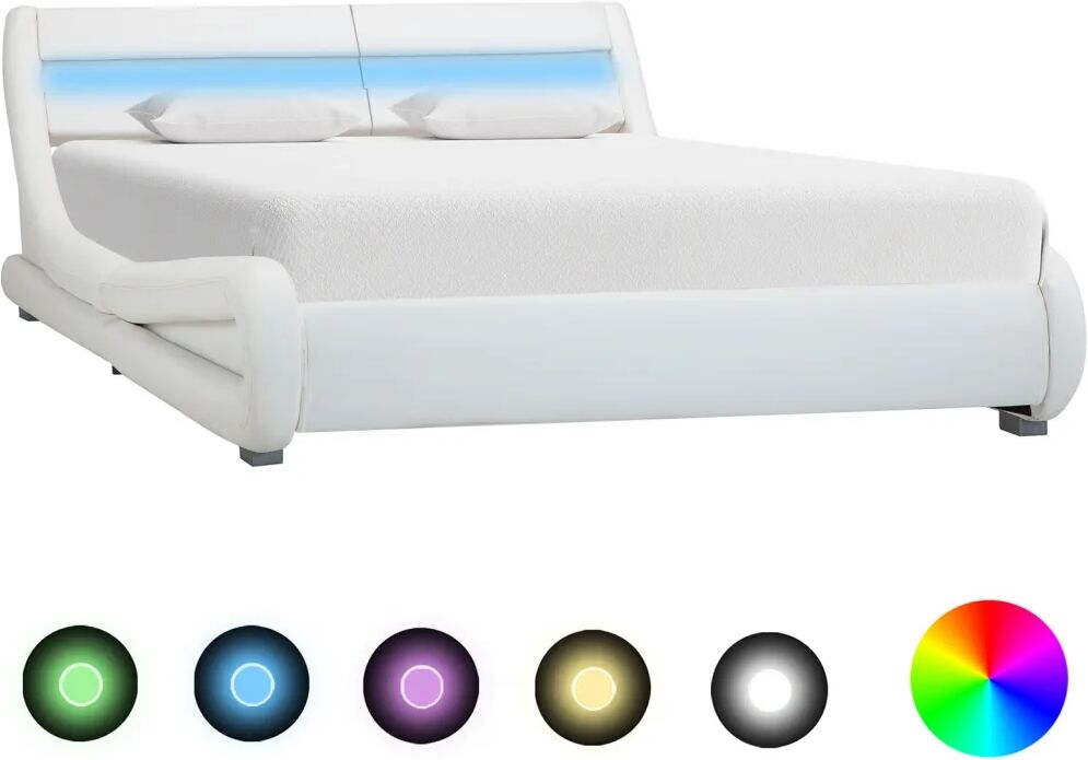 vidaXL Bedframe met LED kunstleer wit 120x200 cm