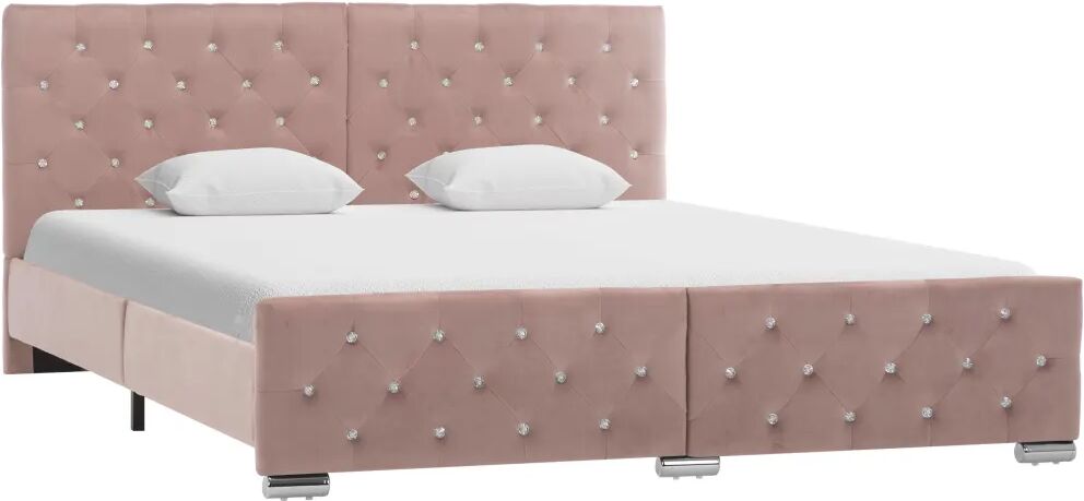 vidaXL Bedframe stof roze 160x200 cm