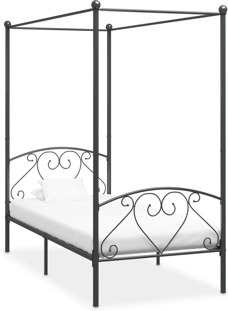 vidaXL Hemelbedframe metaal grijs 90x200 cm