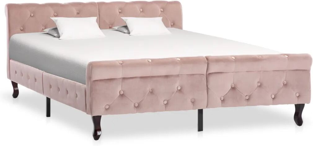 vidaXL Bedframe fluweel roze 140x200 cm