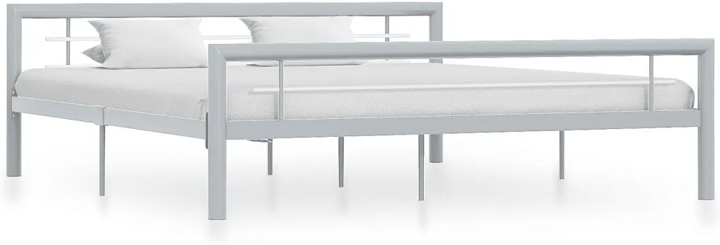 vidaXL Bedframe metaal grijs en wit 180x200 cm