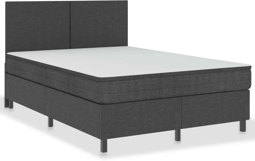 vidaXL Boxspring stof donkergrijs 180x200 cm