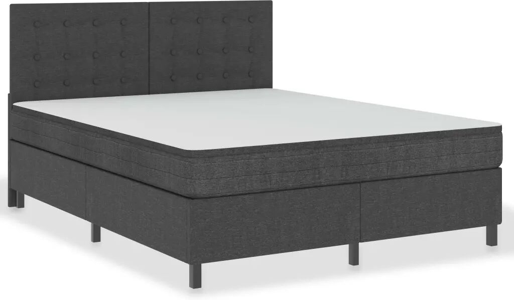 vidaXL Boxspring stof donkergrijs 180x200 cm