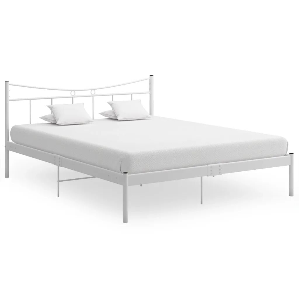 vidaXL Bedframe metaal en multiplex wit 140x200 cm