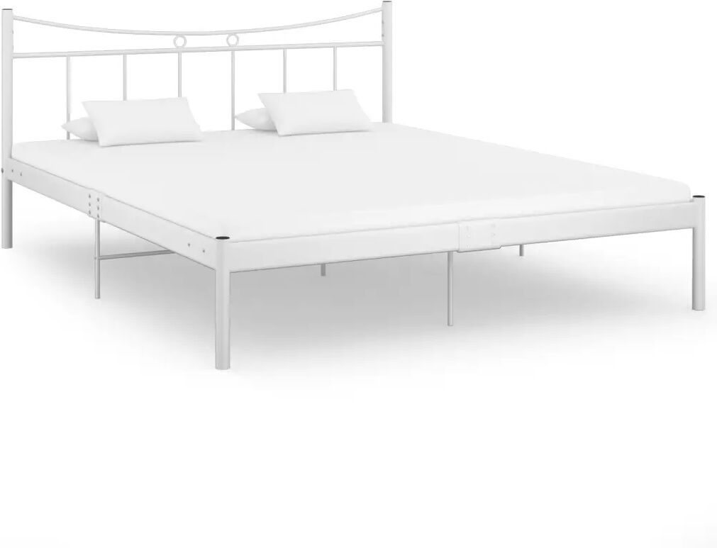 vidaXL Bedframe metaal en multiplex wit 160x200 cm