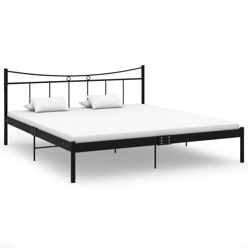 vidaXL Bedframe metaal en multiplex zwart 180x200 cm