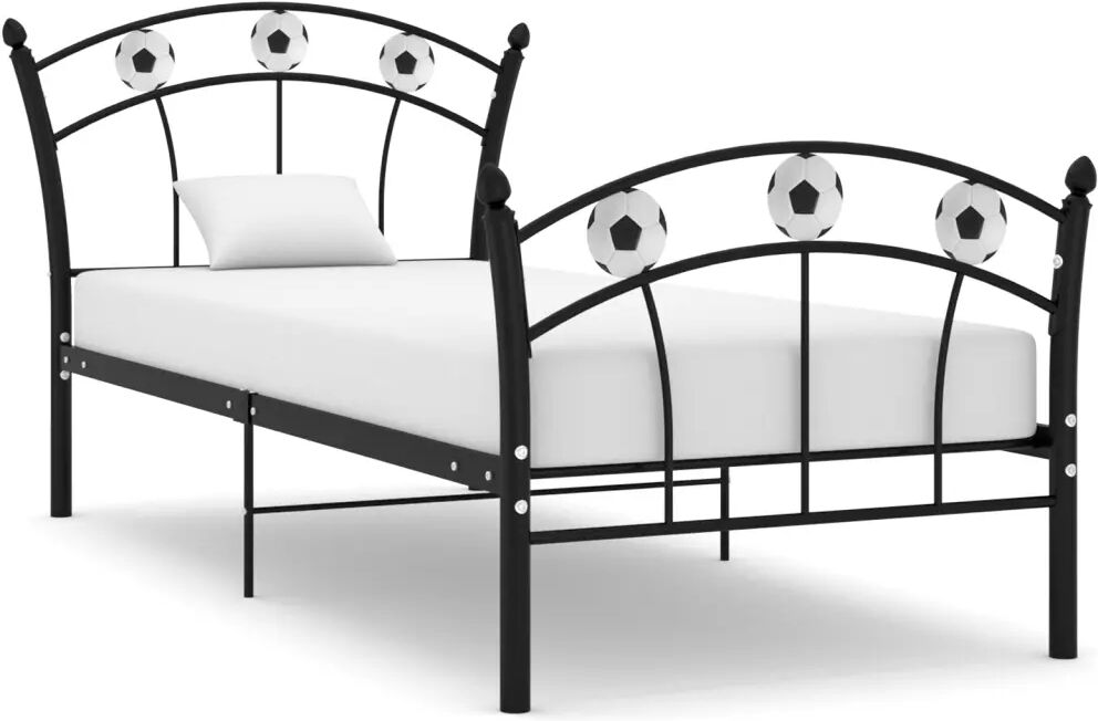 vidaXL Bedframe met voetbaldesign metaal zwart 90x200 cm