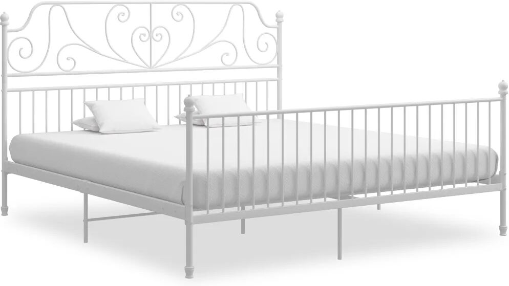 vidaXL Bedframe metaal en multiplex wit 200x200 cm