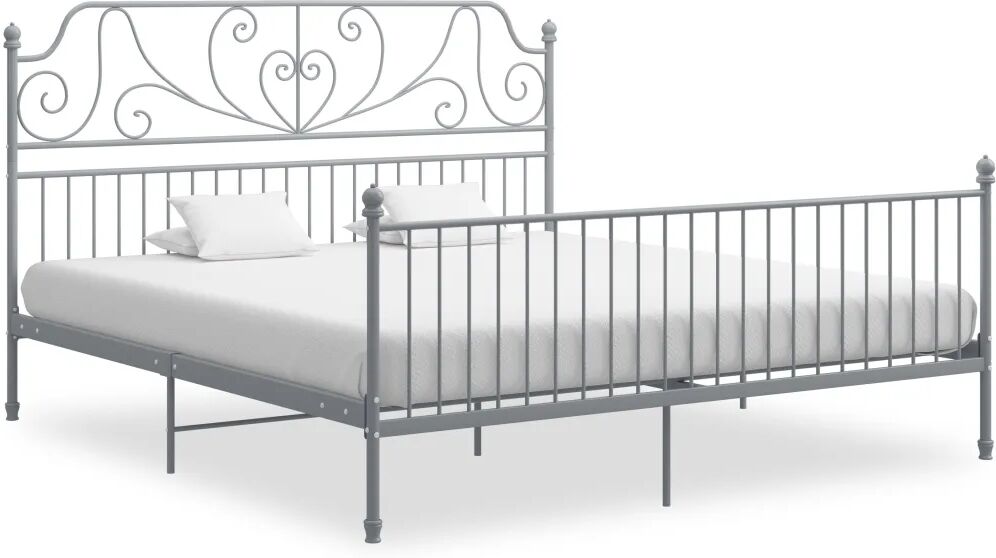 vidaXL Bedframe metaal en multiplex grijs 200x200 cm