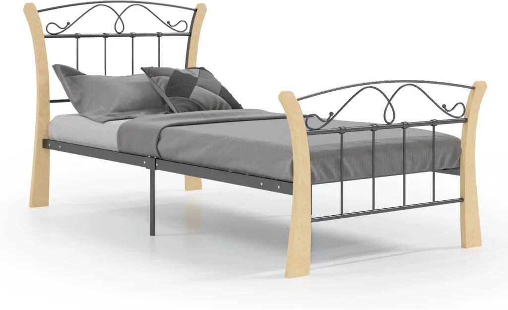 vidaXL Bedframe metaal zwart 90x200 cm