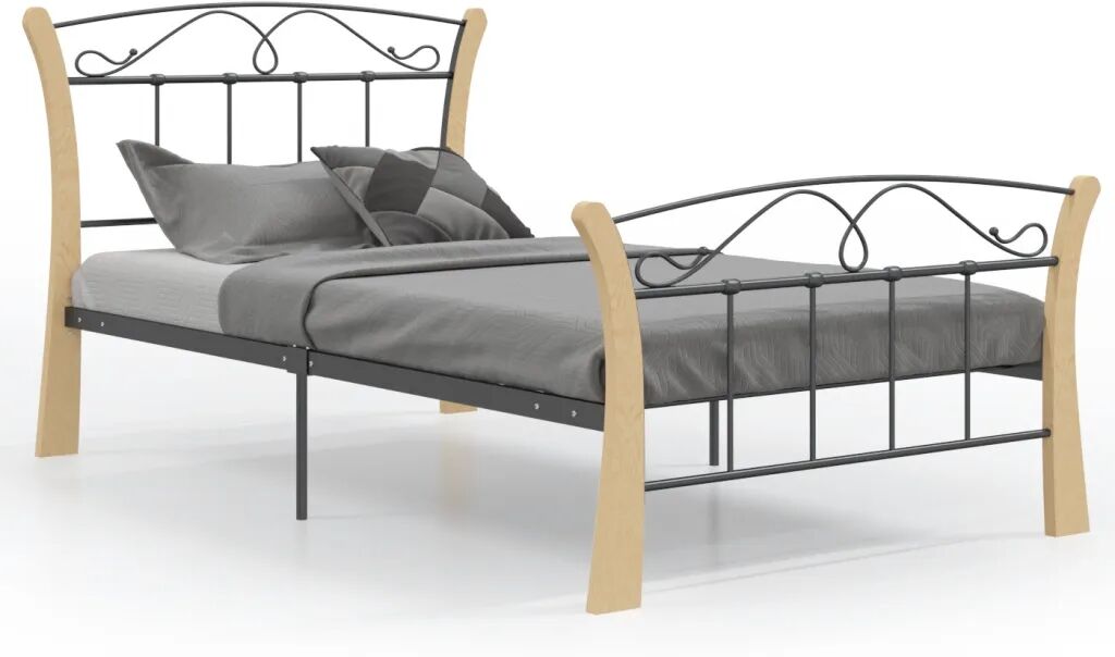 vidaXL Bedframe metaal zwart 100x200 cm