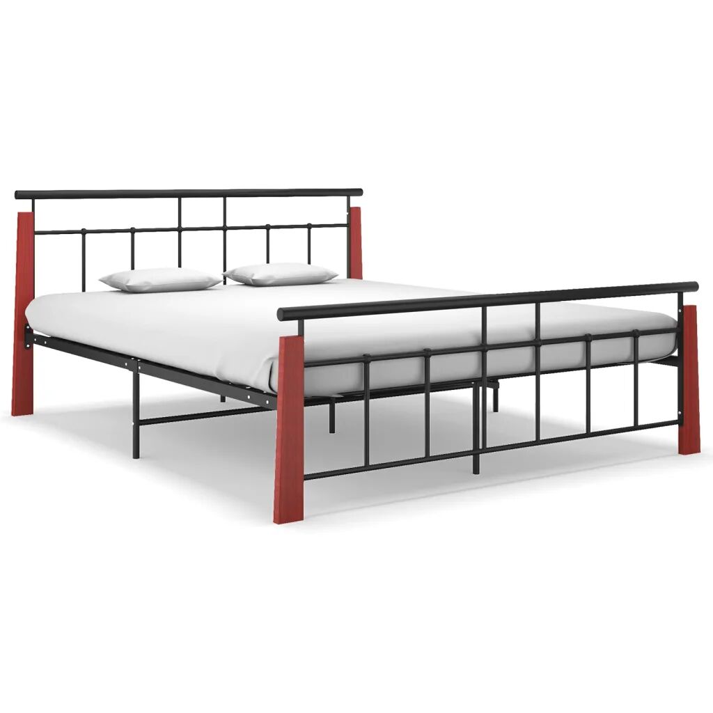 vidaXL Bedframe metaal en massief eikenhout 160x200 cm