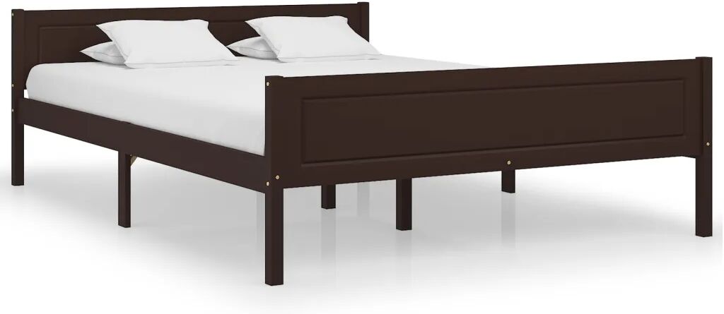 vidaXL Bedframe massief grenenhout donkerbruin 140x200 cm