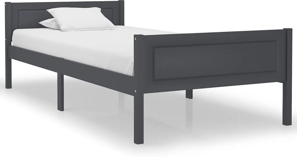 vidaXL Bedframe massief grenenhout grijs 100x200 cm