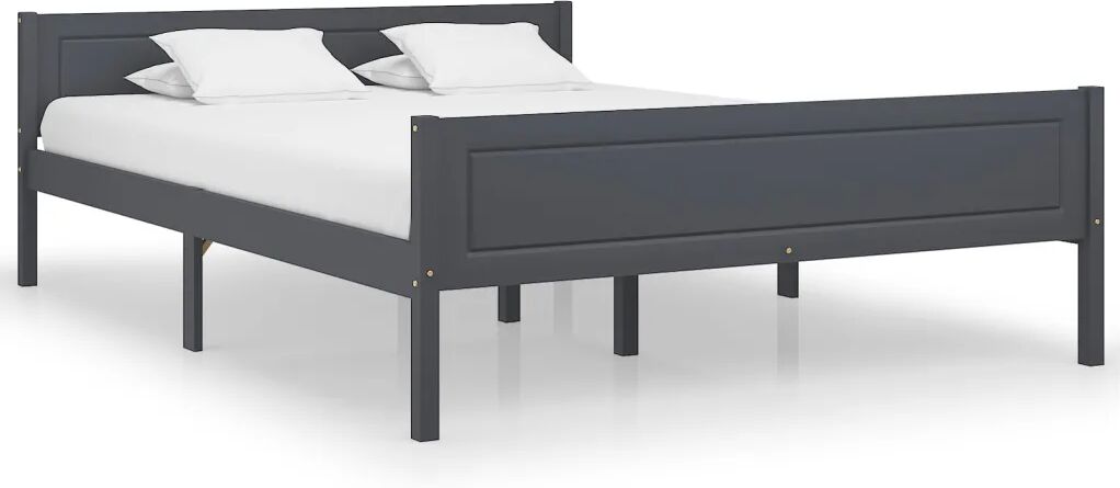 vidaXL Bedframe massief grenenhout grijs 160x200 cm