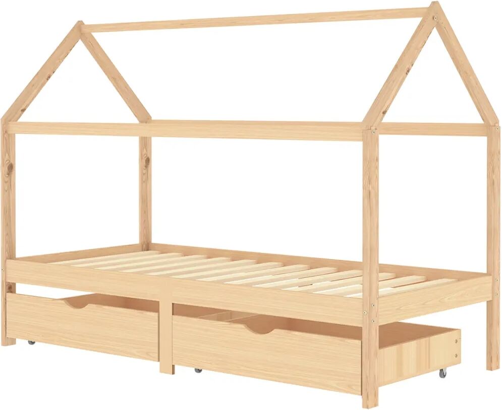 vidaXL Kinderbedframe met lades massief grenenhout 90x200 cm