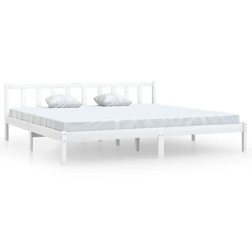 vidaXL Bedframe massief grenenhout wit 180x200 cm UK Super King