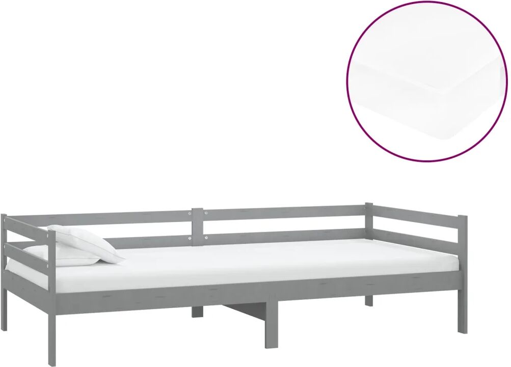 vidaXL Slaapbank met matras massief grenenhout grijs 90x200 cm