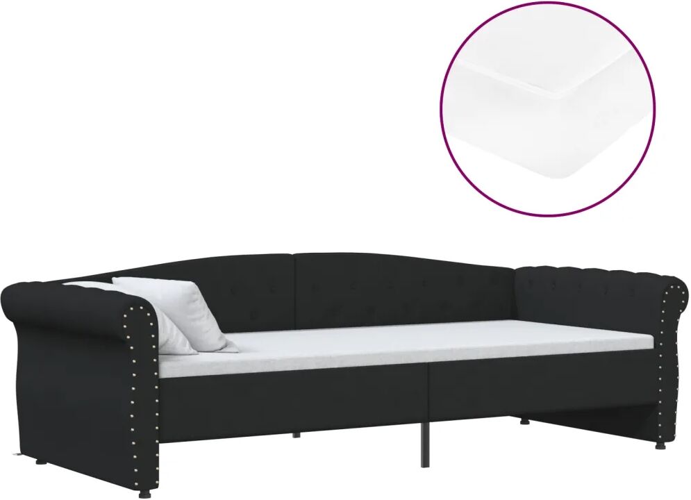 vidaXL Slaapbank met matras en USB stof zwart 90x200 cm