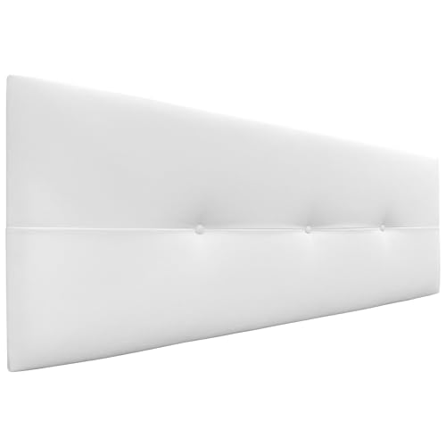 DHOME Hoofdbord van kunstleer of Aqualine Pro-stof, gestoffeerd, luxe bed, wit, stof, 145 cm (120/135/140 cm bedden)