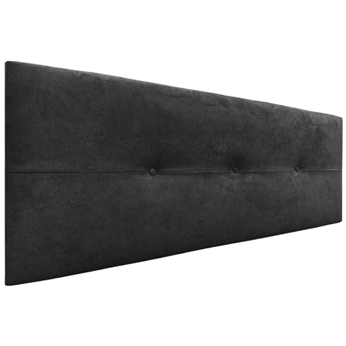 DHOME Hoofdbord van kunstleer of Aqualine Pro-stof, gestoffeerd, luxe bed, zwart, stof, 150 cm (150/160 cm bedden)
