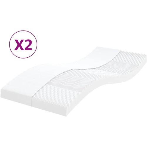 vidaXL Schuimmatrassen 2 st 7 zones hardheid 20 ILD 80x200 cm wit