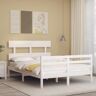 TECHPO Bedden en accessoires, bedframe en bedframe, bedframe met hoofdeinde wit, 120x200 cm, massief hout
